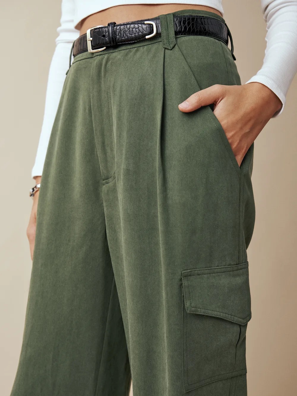 Reformation Jackson Straight-Leg Cargo Pant In Fern Size 8 - Picture 6 of 15